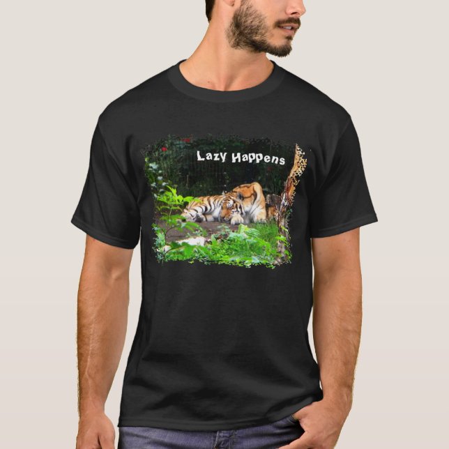 Lazy Happens Siberian Tiger T-Shirt (Front)