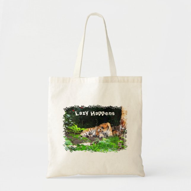 Lazy Happens Siberian Tiger Tote Bag (Front)