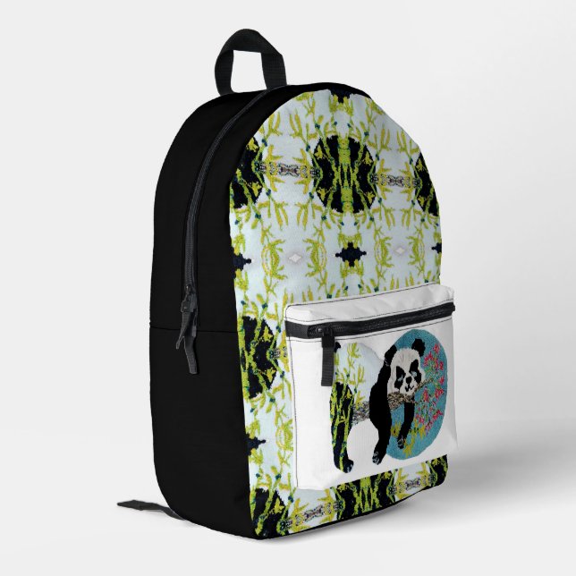 Lazy happy panda printed backpack (Back Corner Left)