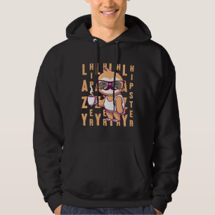 Lazy Hipster Sloth Coffee Moustache Glasses Hoodie