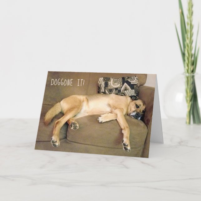 Lazy Hound Dog on Couch Card (Front)