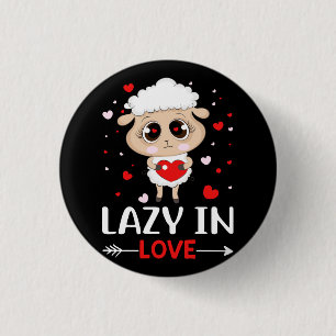 Lazy in Love Sheep for Valentine's Day Singles 3 Cm Round Badge