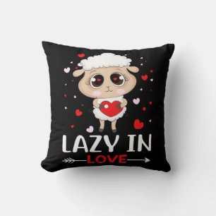 Lazy in Love Sheep for Valentine's Day Singles Cushion
