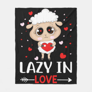 Lazy in Love Sheep for Valentine's Day Singles Fleece Blanket
