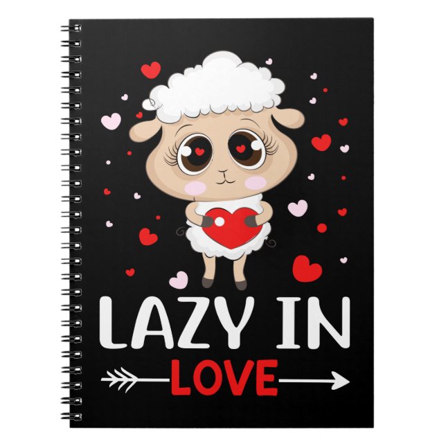Lazy in Love Sheep for Valentine's Day Singles Notebook (Front)