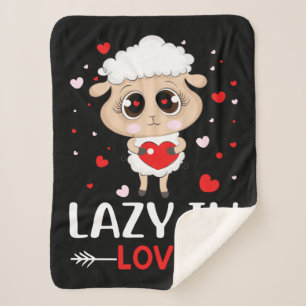Lazy in Love Sheep for Valentine's Day Singles Sherpa Blanket