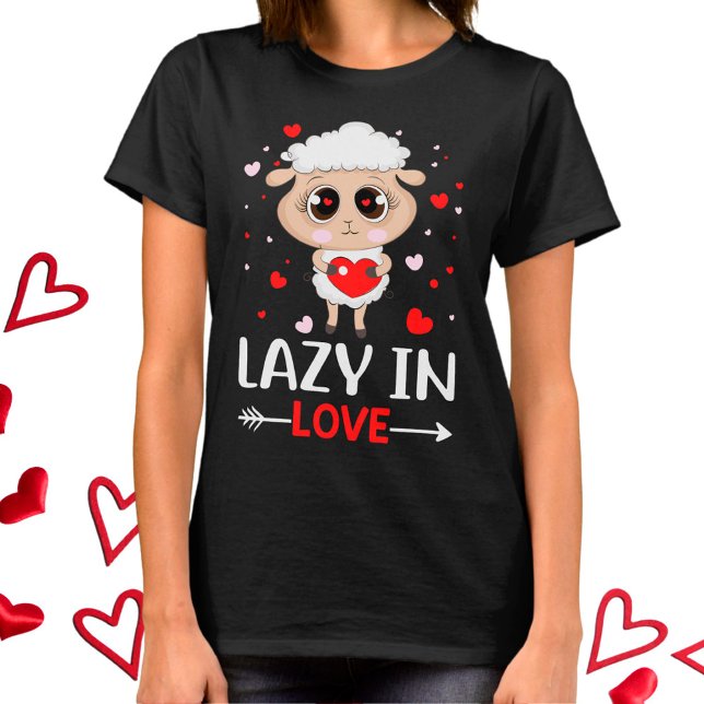 Lazy in Love Sheep for Valentine's Day Singles T-Shirt (Creator Uploaded)
