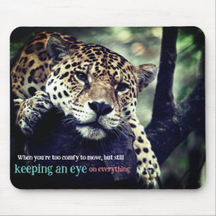 Lazy jaguar in tree photo mouse mat