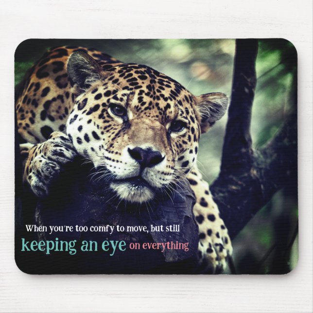 Lazy jaguar in tree photo mouse mat (Front)