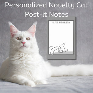 Lazy Kitten Art Personalised Novelty Cat Post-it Notes
