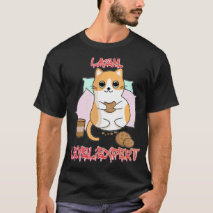 Lazy Level Expert Lazy Cat Graphic T-Shirt
