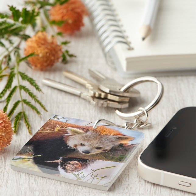 Lazy little red panda key ring (Front Right)