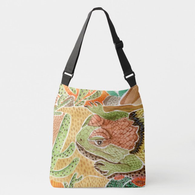 Lazy Lizard Desert Landscape Crossbody Bag (Front)