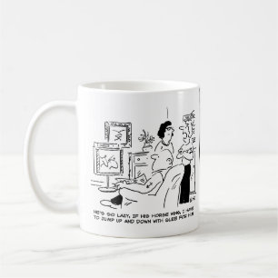 Lazy Man Watches Horse Racing on Television Coffee Mug