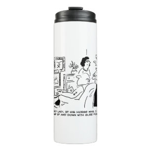 Lazy Man Watches Horse Racing on Television Thermal Tumbler