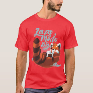 Lazy mode ON Cute Red Panda Fluffy Coffe Animal fu T-Shirt