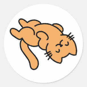 Lazy Orange Cat  Classic Round Sticker
