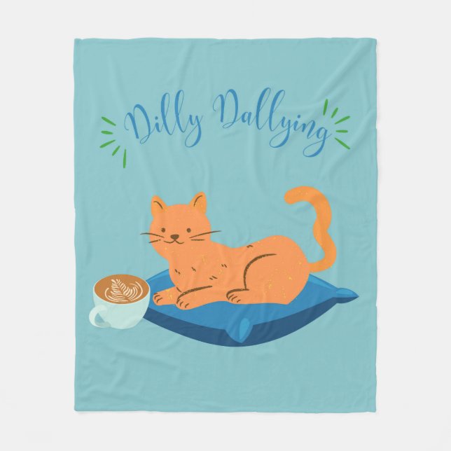 Lazy Orange Cat Fleece Blanket (Front)