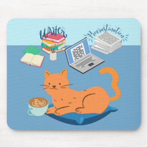 Lazy Orange Cat Mouse Mat