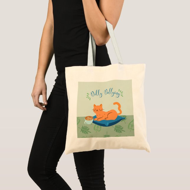 Lazy Orange Cat Tote Bag (Front (Product))