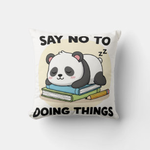 Lazy Panda Cartoon Sleeping with Funny Quote Cushion