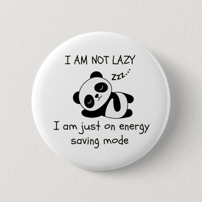 lazy panda funny 6 cm round badge (Front)