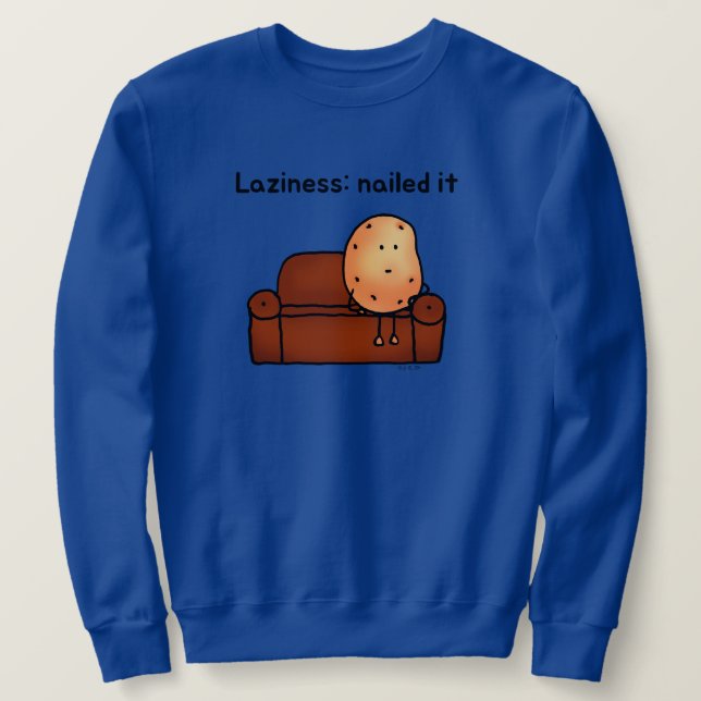 Lazy Potato Funny Cartoon Design Sweatshirt (Design Front)