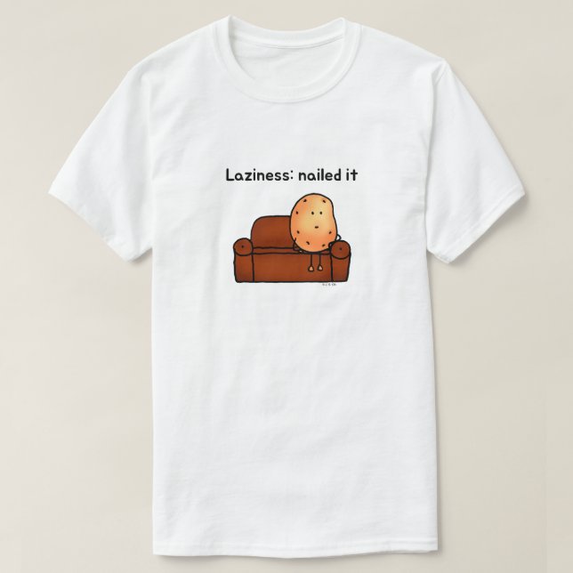Lazy Potato Funny Cartoon Design T-Shirt (Design Front)