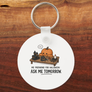 Lazy Pumpkin Halloween Preparation Illustration Key Ring