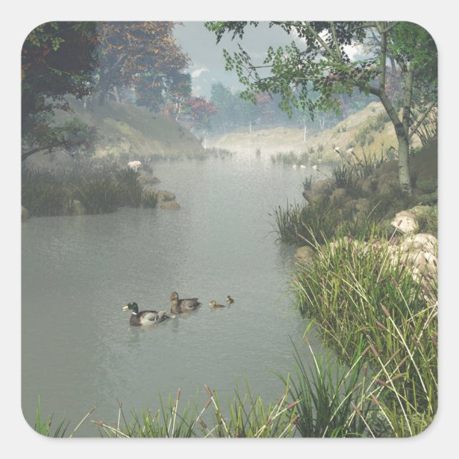 Lazy River Square Sticker (Front)