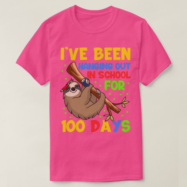 Lazy Sloth 100 Days of School For Teachers and Stu T-Shirt (Design Front)