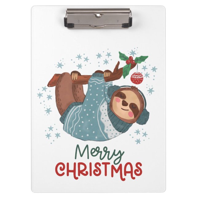 Lazy Sloth Christmas  Clipboard (Front)
