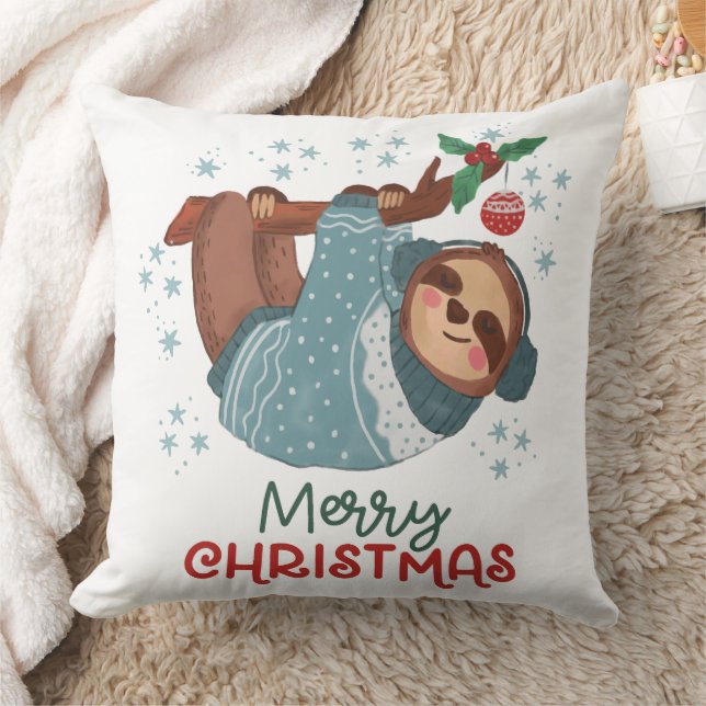 Lazy Sloth Christmas  Cushion (Blanket)
