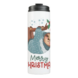Lazy Sloth Christmas Thermal Tumbler