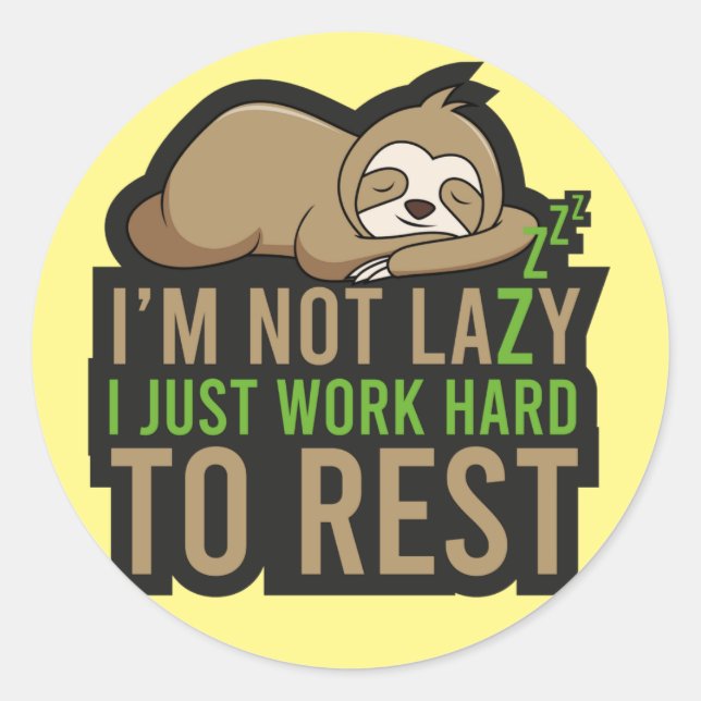 Lazy Sloth Classic Round Sticker (Front)