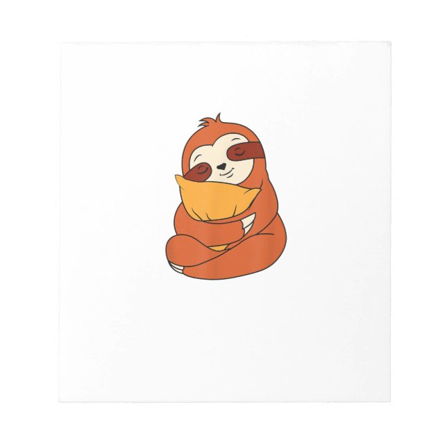 Lazy Sloth Cuddles Pillow Cute Sleepy Sloth with P Notepad (Front)