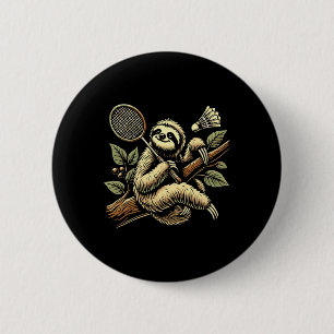 Lazy Sloth Dminton Player Shuttle 1 6 Cm Round Badge
