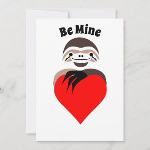 Lazy Sloth Hugging a Red Love Heart Holiday Card