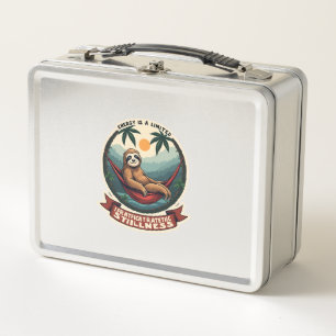 Lazy Sloth Humour Shirt Selective Effort Vintage Metal Lunch Box