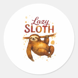 Lazy Sloth in Alcohol Ink Classic T-Shirt Round Sticker