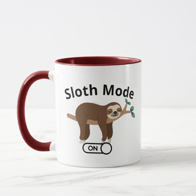 Lazy Sloth Mode coffee mug - Funny Animals (Left)