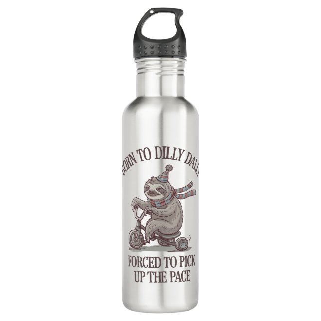 Lazy Sloth Retro Bike Cartoon 710 Ml Water Bottle (Front)