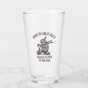 Lazy Sloth Retro Bike Cartoon Glass
