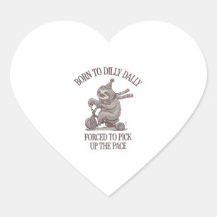 Lazy Sloth Retro Bike Cartoon Heart Sticker
