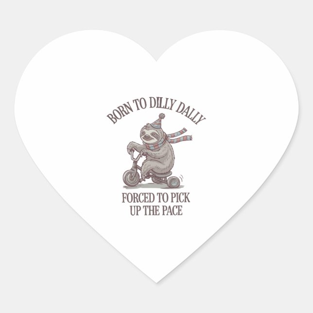 Lazy Sloth Retro Bike Cartoon Heart Sticker (Front)