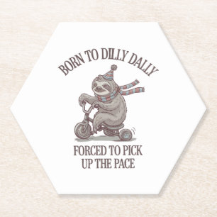 Lazy Sloth Retro Bike Cartoon Paper Coaster