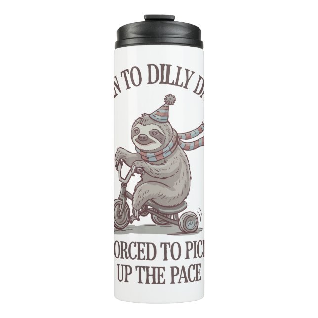 Lazy Sloth Retro Bike Cartoon Thermal Tumbler (Front)