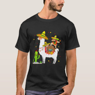 Lazy Sloth Riding Llama Cinco De Mayo Sombrero Mex T-Shirt