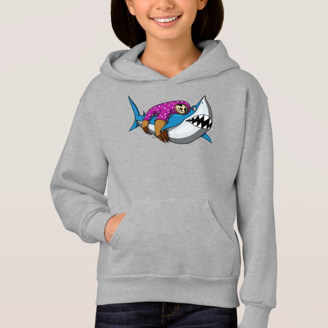 Lazy Sloth Riding Shark Funny Ocean Animal (Front)
