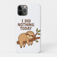 Lazy Sloth Sticker – "I Did Nothing Today" Cartoon